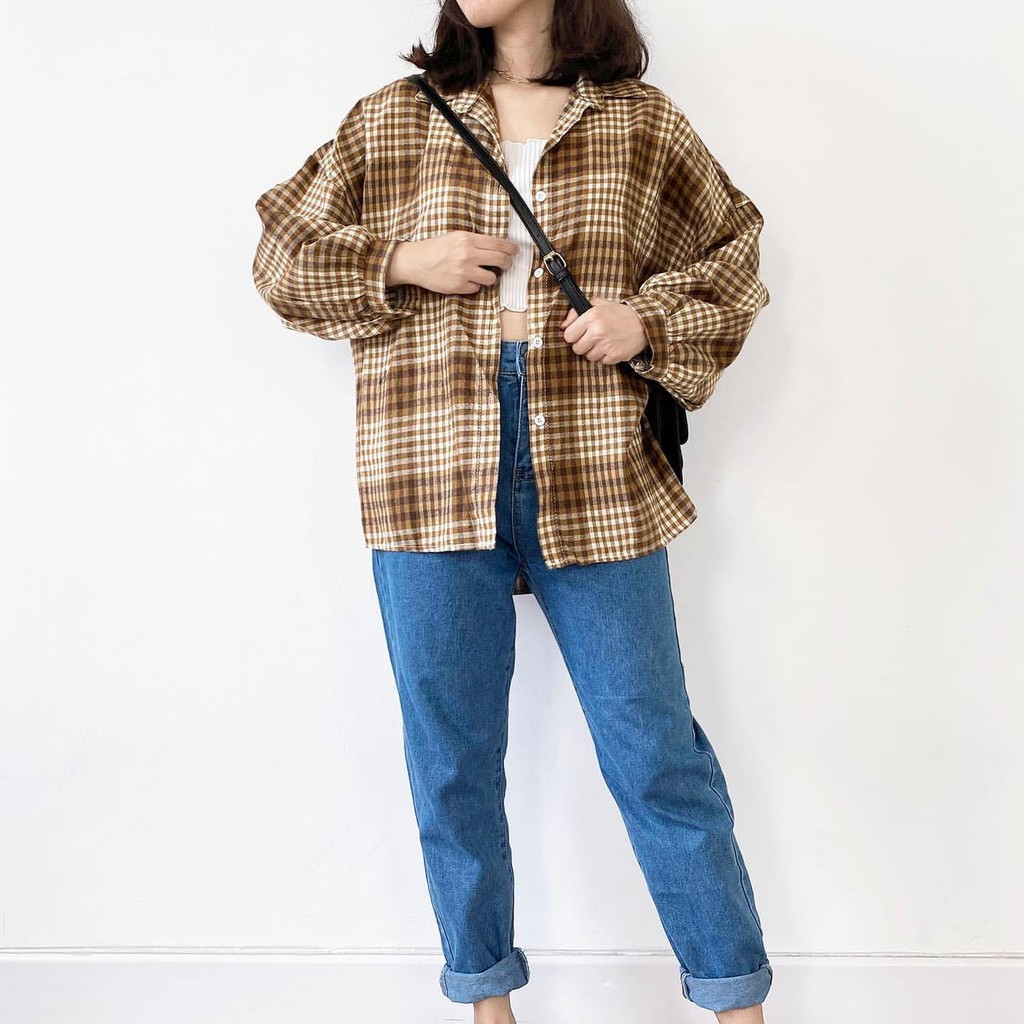 ICHI FLANEL / koreans style / kemeja flanel wanita / kemeja square terbaru / kemeja flanel termurah / ootd hijab-1