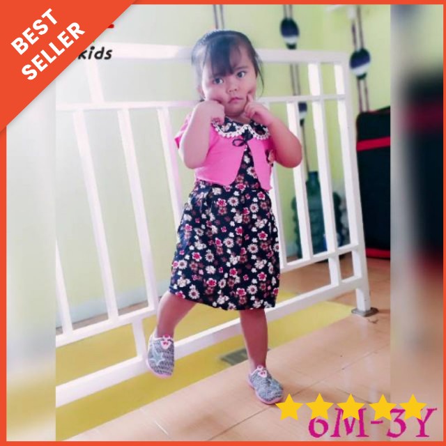 0-3T Dress anak IMPOR/dress anak perempuan/PRINTED  DRESS/dress 100% KATUN PREMIUM QUALITY