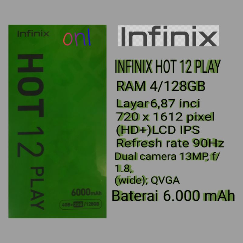 INFINIX HOT 12 PLAY 4/128GB GARANSI RESMI