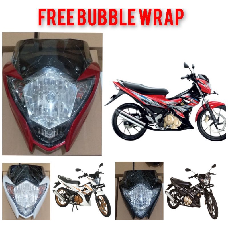 Batok kepala full set plus lampu satria fu facelift satria f facelift 2013 2014 2015 merah hitam put