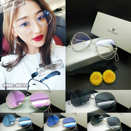 GM 7211 Gentle Monster kacamata wanita oval lensa ungu biru hitam bening transparan super premium