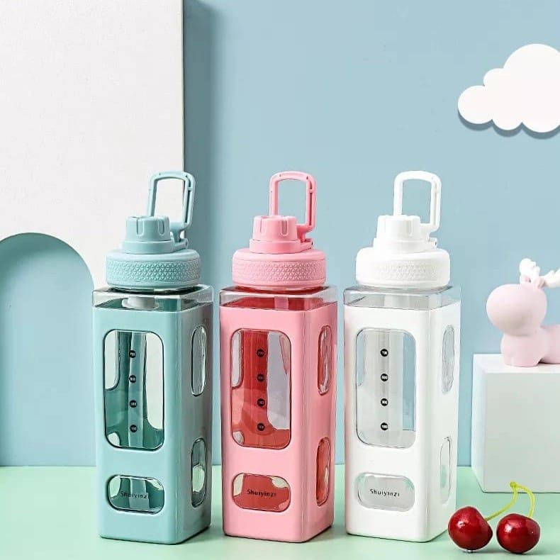 Tumblr Botol Air Minum 900ML Persegi Botol Food Grade Cute Tumbler BPA Free Material Cute Soft Color