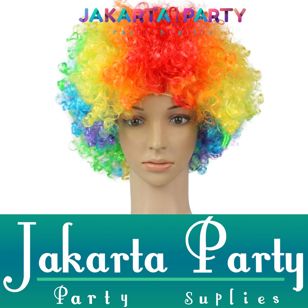 Wig Kribo / Wig Keriting / Rambut Palsu / Wig Party / Wig Rainbow