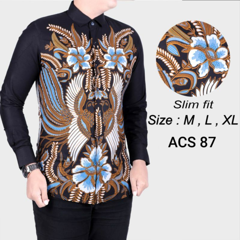 BAJU KEMEJA BATIK PRIA SLIM FIT LENGAN PANJANG BEST SELLER COLINDION ACS66