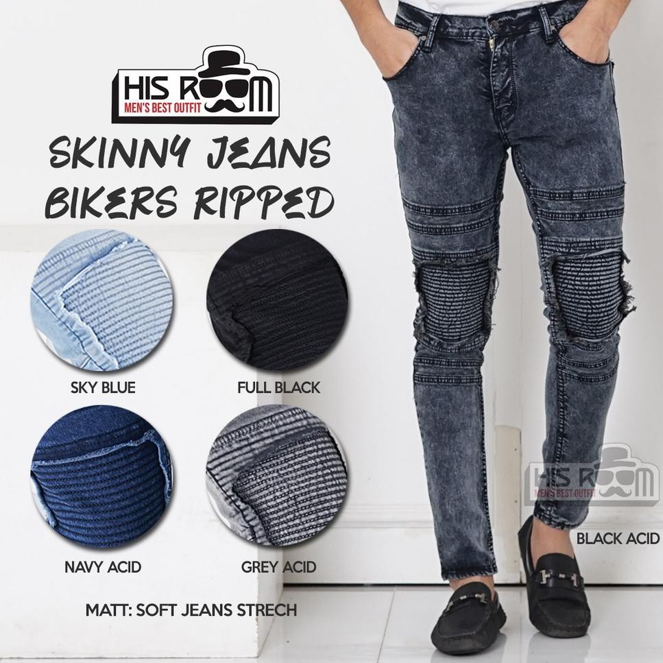 Muraaaahh.. HISROOM - 186 Skinny Jeans Bikers Pria Celana Jeans Sobek Ripped Jeans Pria Premium Cela