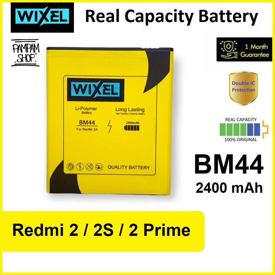 WIXEL ME Baterai XiaoMi BM44 Redmi 2 2S Prime Real Capacity Battery Original Batre Batrai HP Handphone Ori BM 44