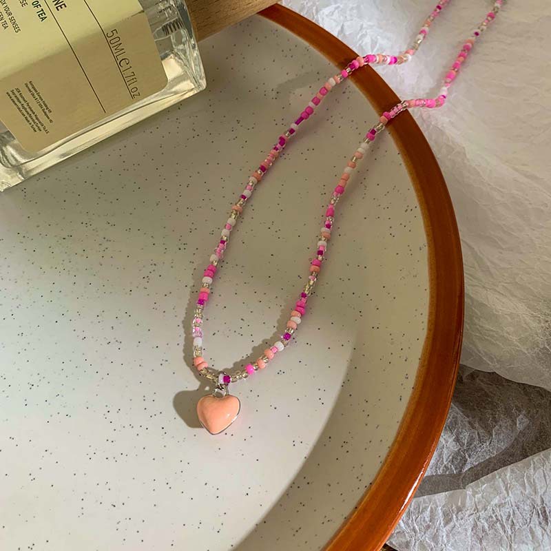Kalung Manik-Manik Liontin Hati Warna Permen Gaya Bohemian Untuk Wanita