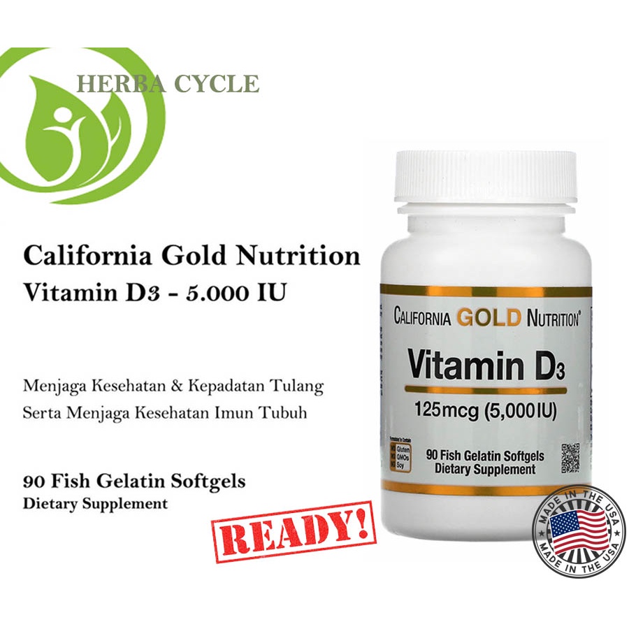 Jual California Gold Nutrition Vit D3 5000 IU 90 FishGels CGN Vit D3 ...
