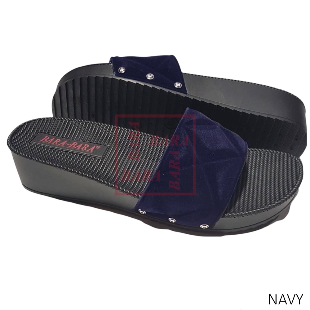 Image of Bara~Bara Sandal Wedges Kokop Bludru Wanita MJZB1838KBL (F4) #4