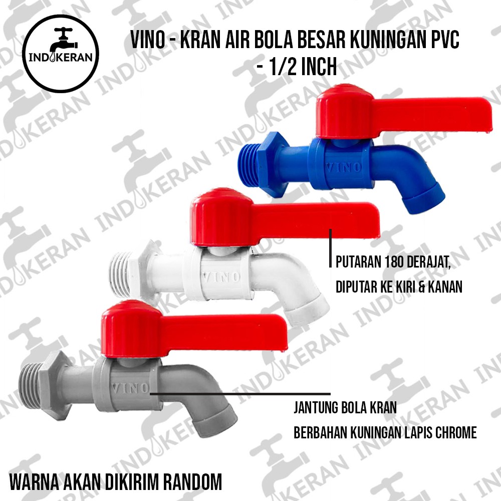 VINO - Kran Air Bola Besar Kuningan PVC - 1/2 Inch