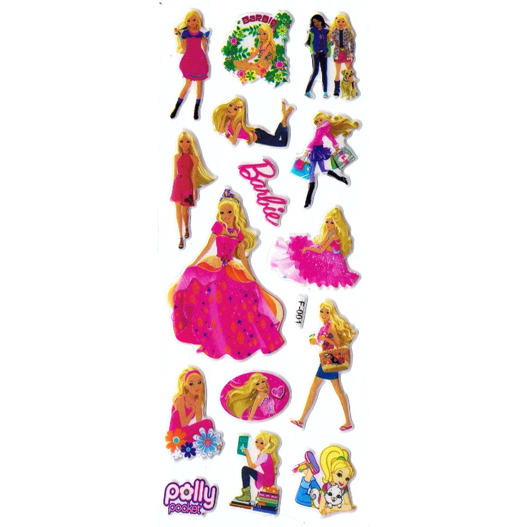 SK475 Stiker Sticker Timbul Set Strip Aneka Gambar Kartun Barbie