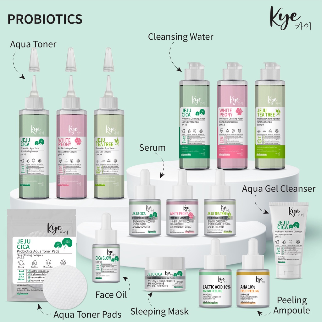 Kye Prebiotics Toner | Cleansing Water | Serum | Face Oil | Gel Cleanser | Toner Pads | Waterclay Mask Clear Buchu | Watergel Mask Bouncy Plum | Strawberry Glow Acne Clear 3D Face Mask | Avocado Guava Glow Micellar Cleansing Pads