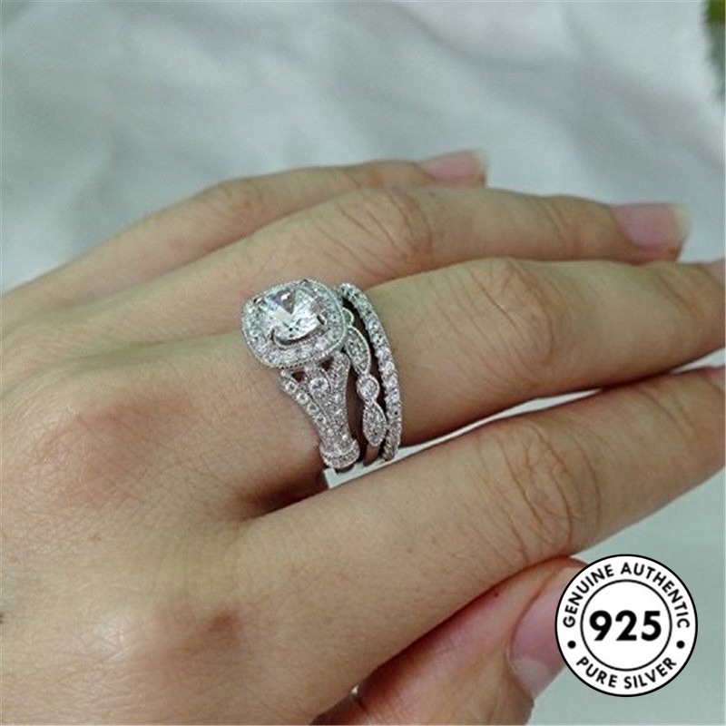 Cincin Moissanite Bahan S925 Silver