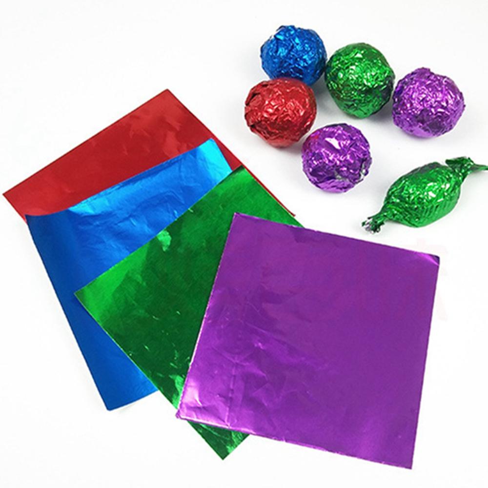 【 ELEGANT 】 Bungkus Permen Kertas 4x4 inch Berwarna Dekorasi Sovenir Pesta Aluminium Foil Hari Valentine Foil Lembaran