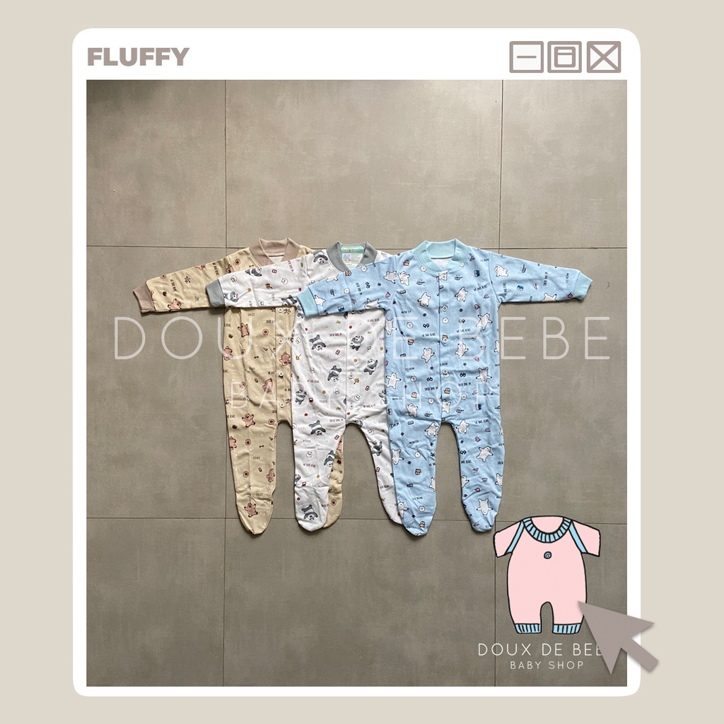 [MOMMYONLINE] FLUFFY Baju Kodok / Jumper Tutup Kaki We Bare Bears (Isi 3Pcs) size L