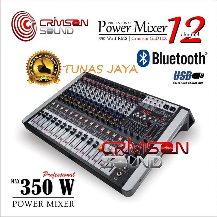 Mixer Power Crimson 12 Channel Bluetooth 320 Dsp GLD12X Power Mixer12