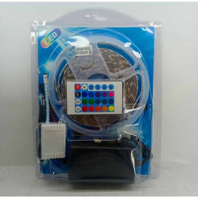 LED strip rgb remote 5m 5050 ip44 220v warna warni