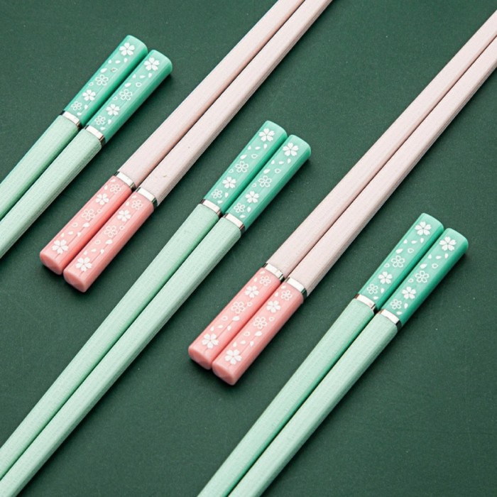 (1 Pasang) Sumpit Alloy Warna Pastel Hiasan Gambar Bunga (24cm)