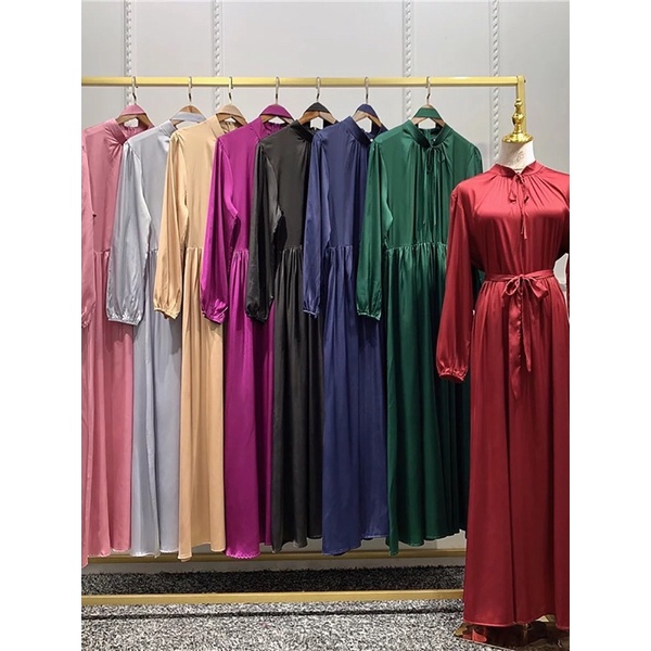 Gamis Dress Turki satin silk sutra premium import