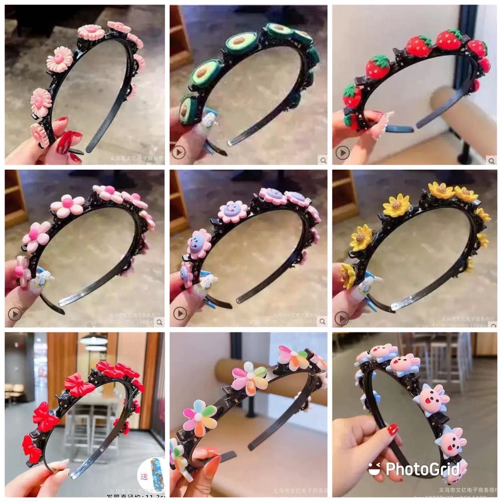 DS B19 Bando Jepit Fashion Rambut 2 in 1 Aksesoris Rambut Wanita Anak Dewasa Lucu Karakter
