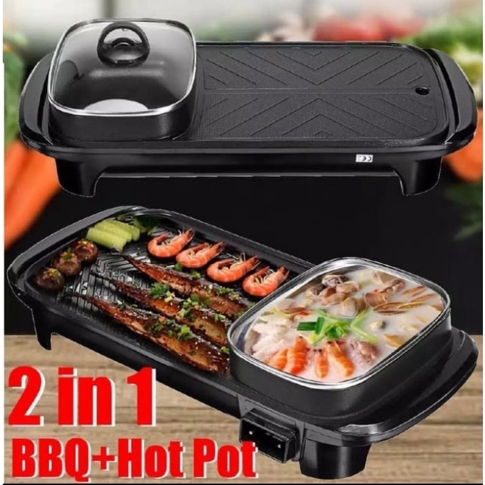 TERBARU Panggangan BBQ dan Hotpot Elektrik 2 in 1 Grill BBQ Hotpot Elektrik