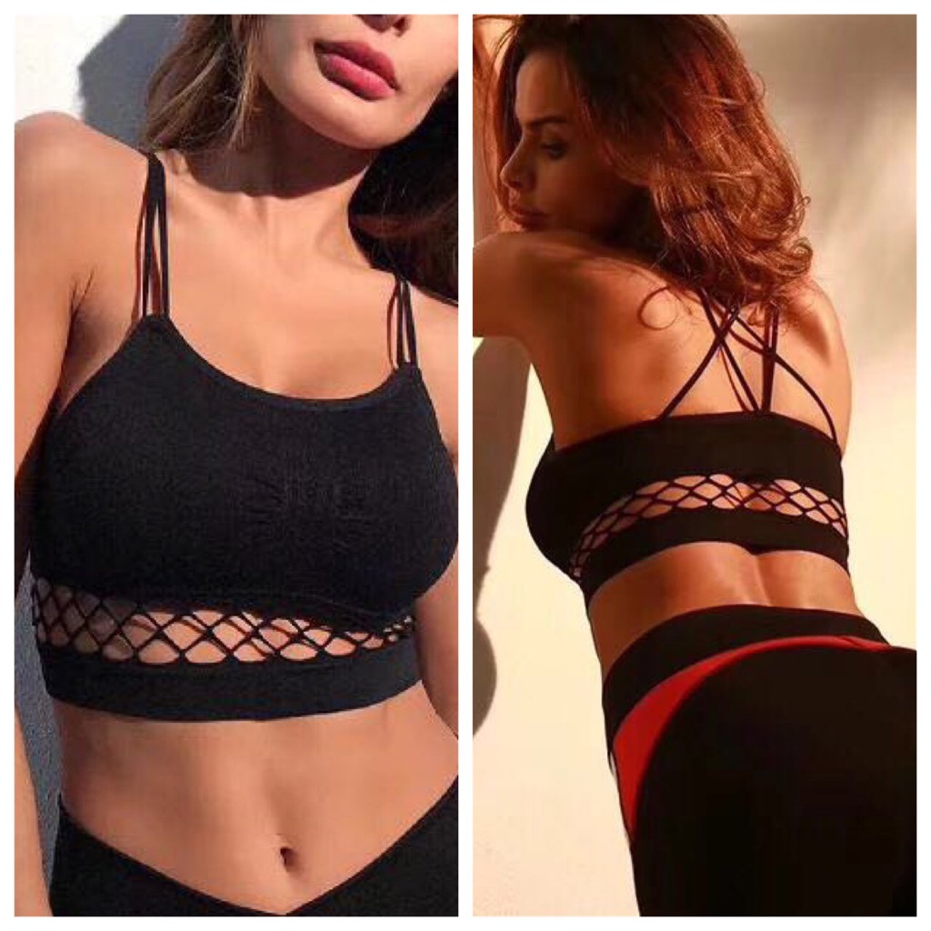 TOKOBRA - SPORT BRA YOGA BRA OLAHRAGA BRA FASHION WANITA 1662 / sport bra jaring rajut