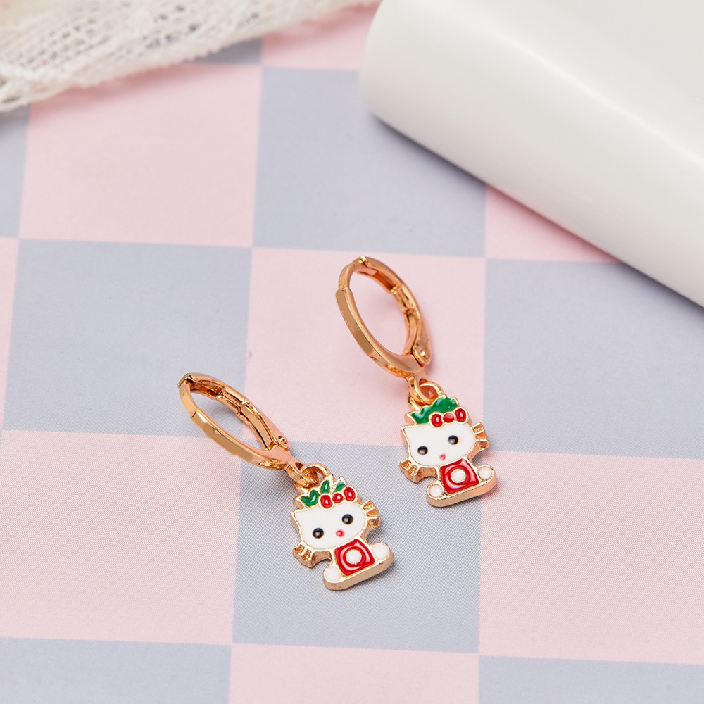 Y389 Anting Anak Titanium Hello Kitty Anting Anak Lapis Emas 24k Perhiasan Anak Perempuan Anting