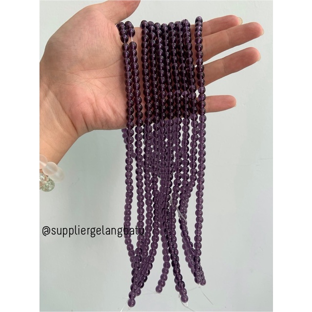 batu kuarsa 6mm purple quartz ungu bahan gelang kalung wulung kuarsa