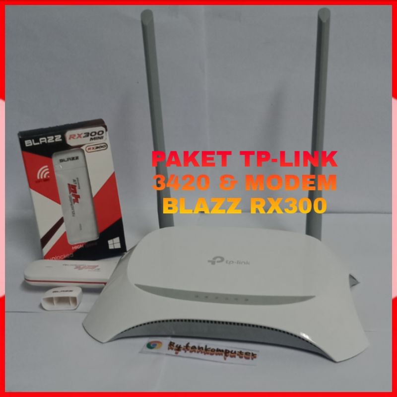 PAKET MURAH [ACM] TP-LINK TL-MR3420 2 ANTENA+ MODEM USB 4G BLAZZ RX300 FLASS UNTUK CCTV