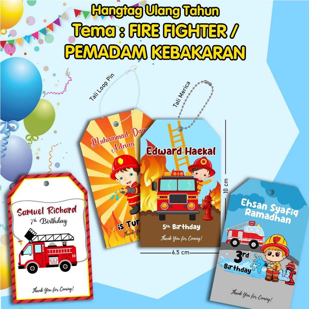 

alafaproject_id 8 Pcs Hangtag Ulang Tahun Birthday Tema Fire Fighter Pemadam Kebakaran Custom