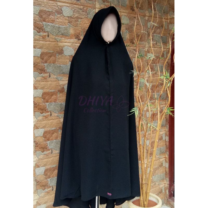 JILBAB JUMBO-KHIMAR WOLFIS JET BLACK-JILBAB NON PET