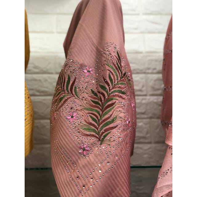 10pcs Jilbab Segi Empat Bordir Mewah