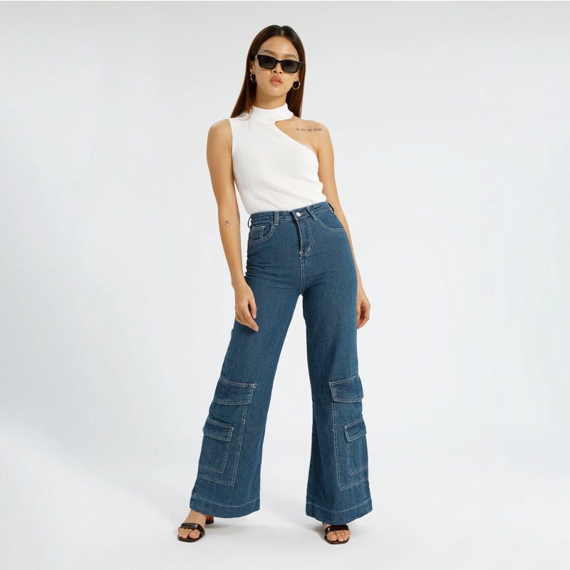 VIERLIN - Jeans 9188 - HIGHWAIST FLARE BAGGY JEANS