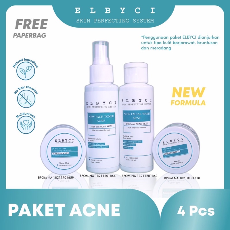 Paket Acne - elbyci Skincare - aman ibu hamil dan ibu menyusui - BPOM tanpa pengelupasan