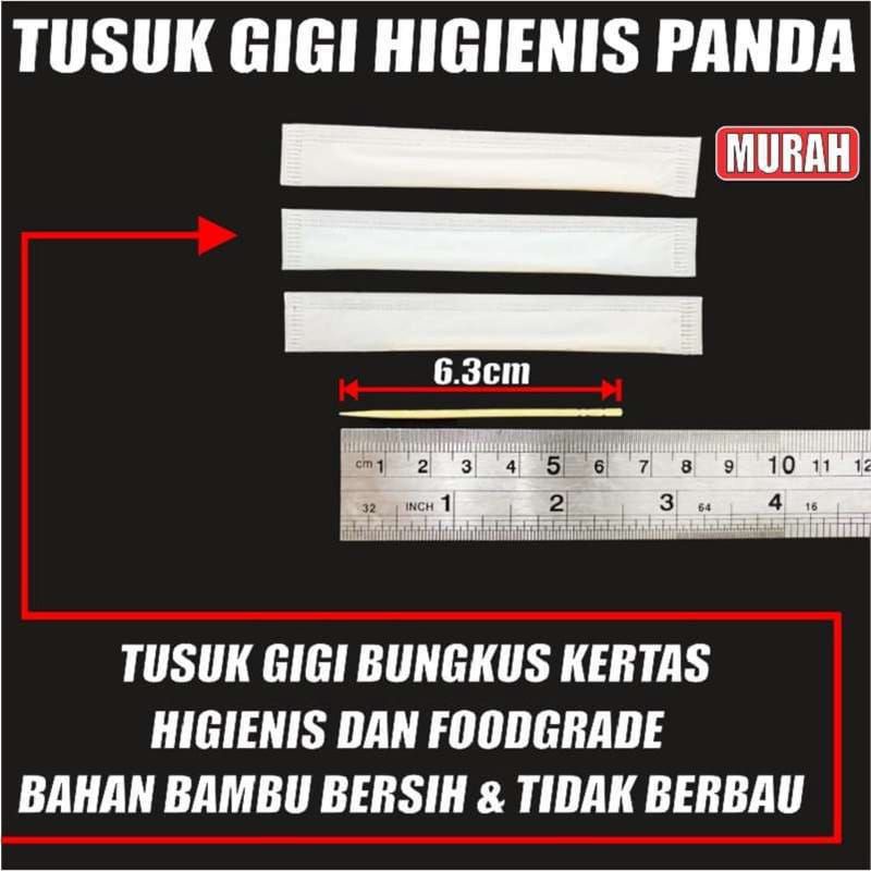 Tusuk Gigi Bambu Kayu Higienis Per Pack Bungkus Kertas Steril 500Pcs