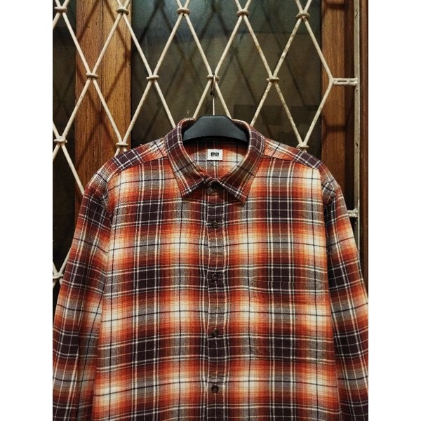 kemeja soft flannel uniqlo second original XL kemeja flanel gradasi kasual pria murah terlaris