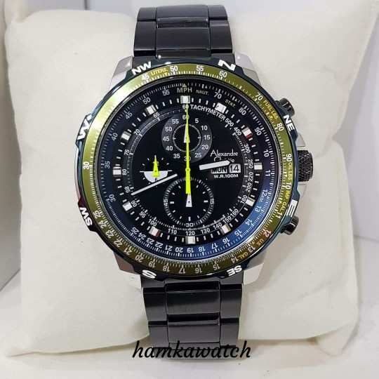 jam tangan / Watch_Id pria alexander cristie ac6476 original black silver green