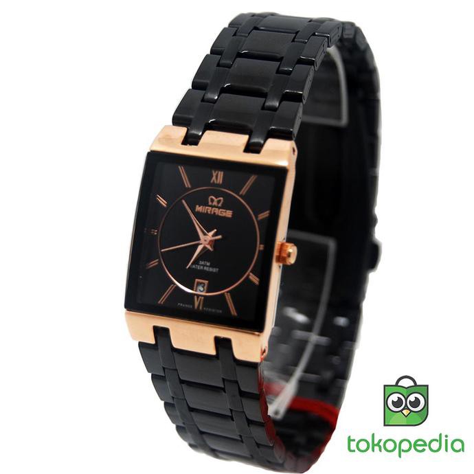 TERBARU MIRAGE JAM TANGAN WANITA 7908L COMB BLACK/ROSEGOLD TERLARIS