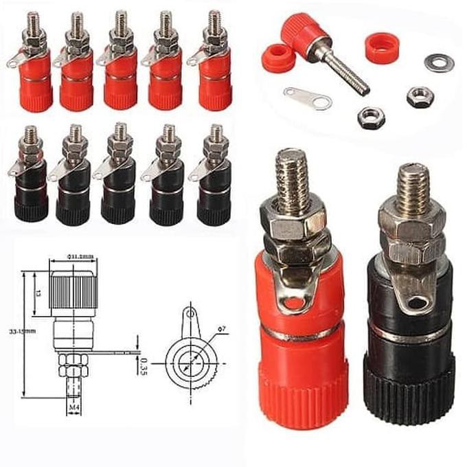 

Apcha395- Terminal Binding Post Banana Plug Jack Connector Merah Hitam Ba-77B 637S