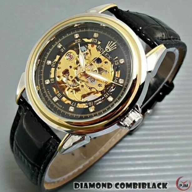 BEST SELLER Jam tangan wanita rolex kulit skeleton otomatis