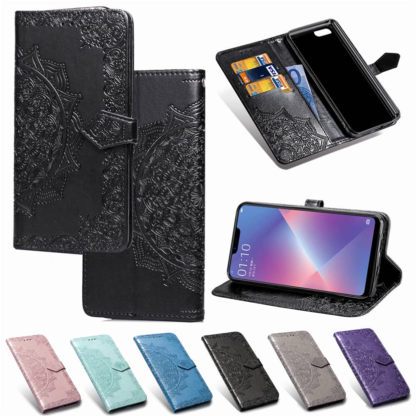 Casing Model Dompet Lipat Bahan Kulit PU Pola Mandala 