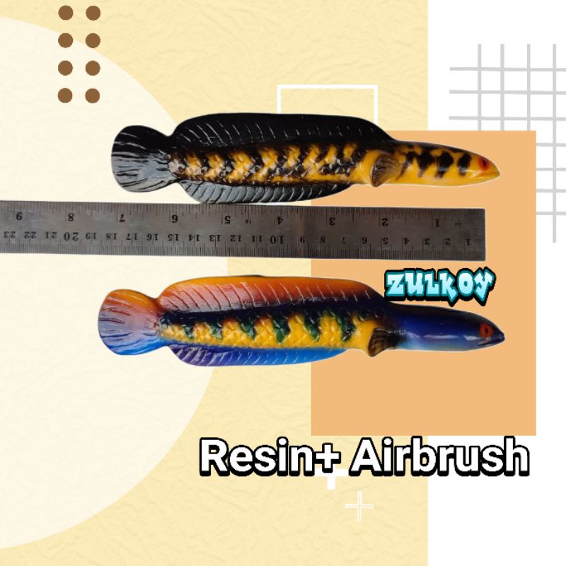 ikan chana auranti Replika Patung ikan channa yellow maru