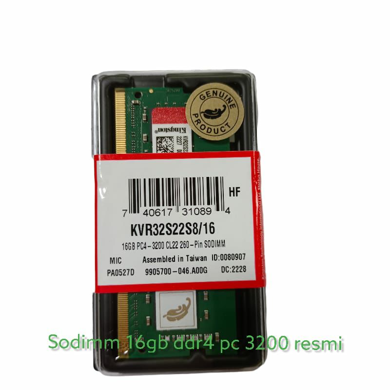 Ram Kingston SODIMM 16GB DDR4 3200MHz - KVR32S22D8/16 Garansi Resmi