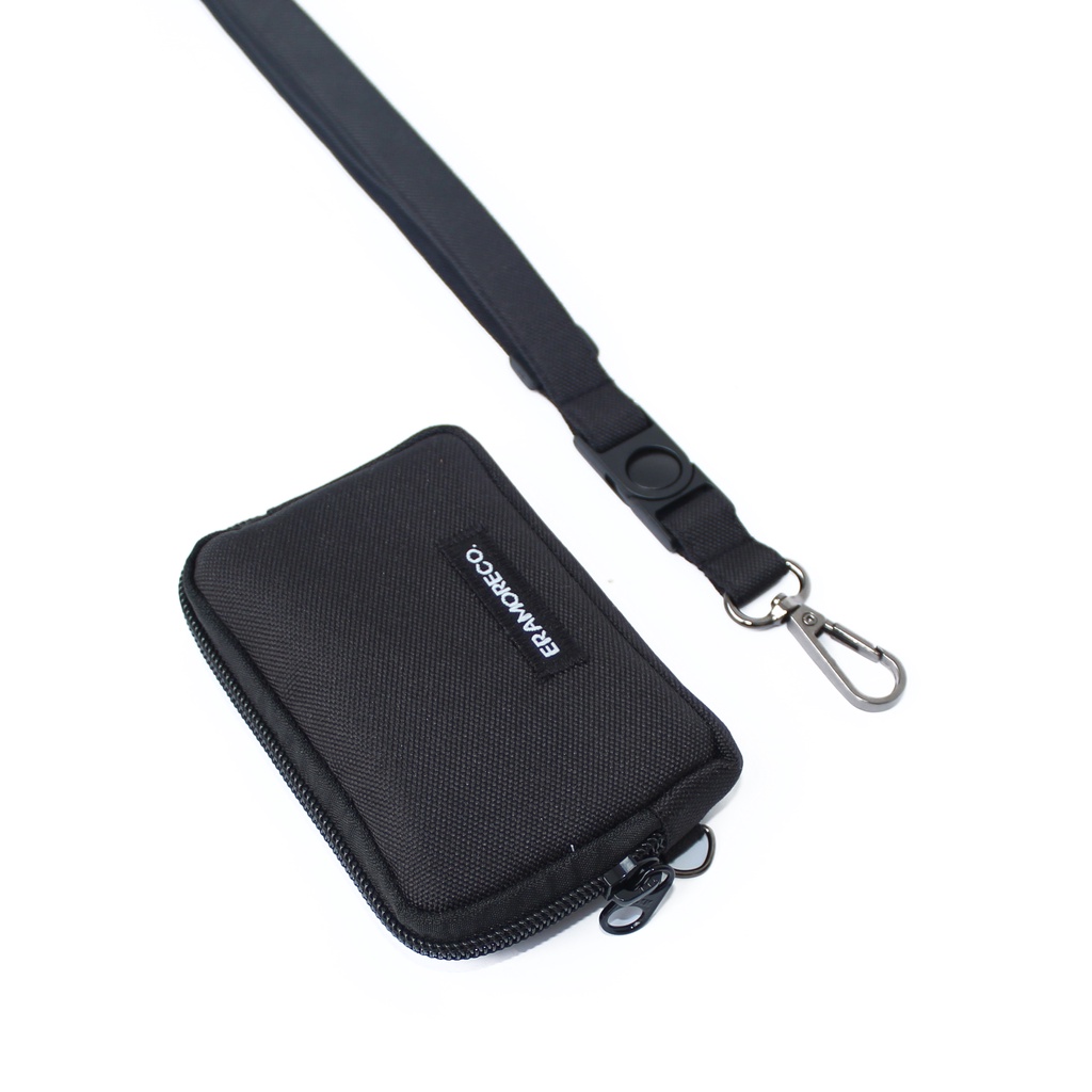 EMHW118 Hanging Wallet Pocket Pouch Dompet kartu Gantung Tali Lanyard hitam