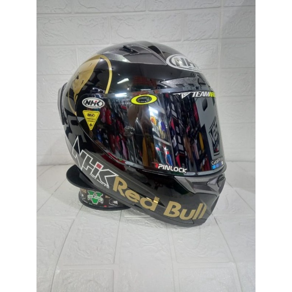 NHK HELM RX9 Solid Black Glossy+Flat Visor Iridium+ Spoiler Paket Ganteng Redbull