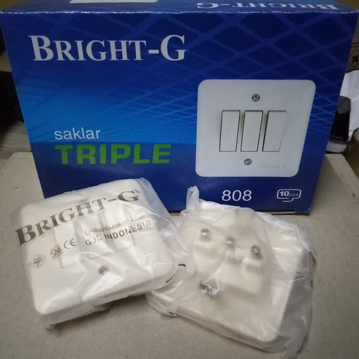 IB Saklar Triple BRIGHT-G 808 / IB Saklar Tiga BRIGHT G 808