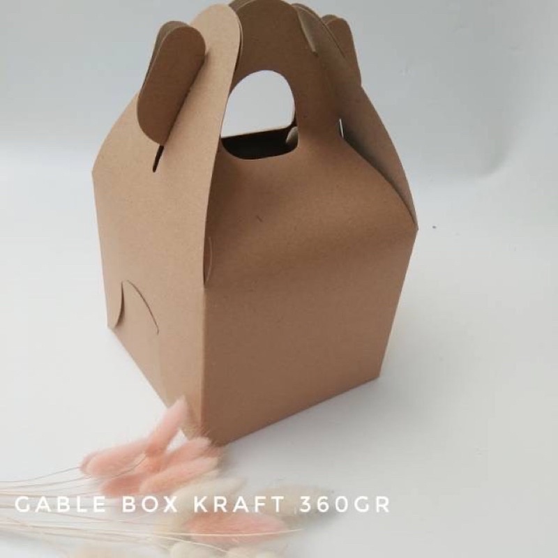 

Dhsouvr Gablebox Material KRAFT 350gsm box hampers/kue natal/tahun baru/lebaran size 14,5 x 14,5 x 12cm