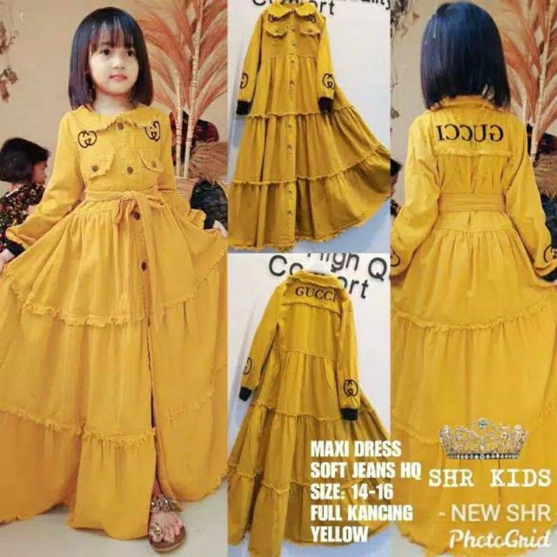 Gucci Kids Kuning/gamis jins anak kuning