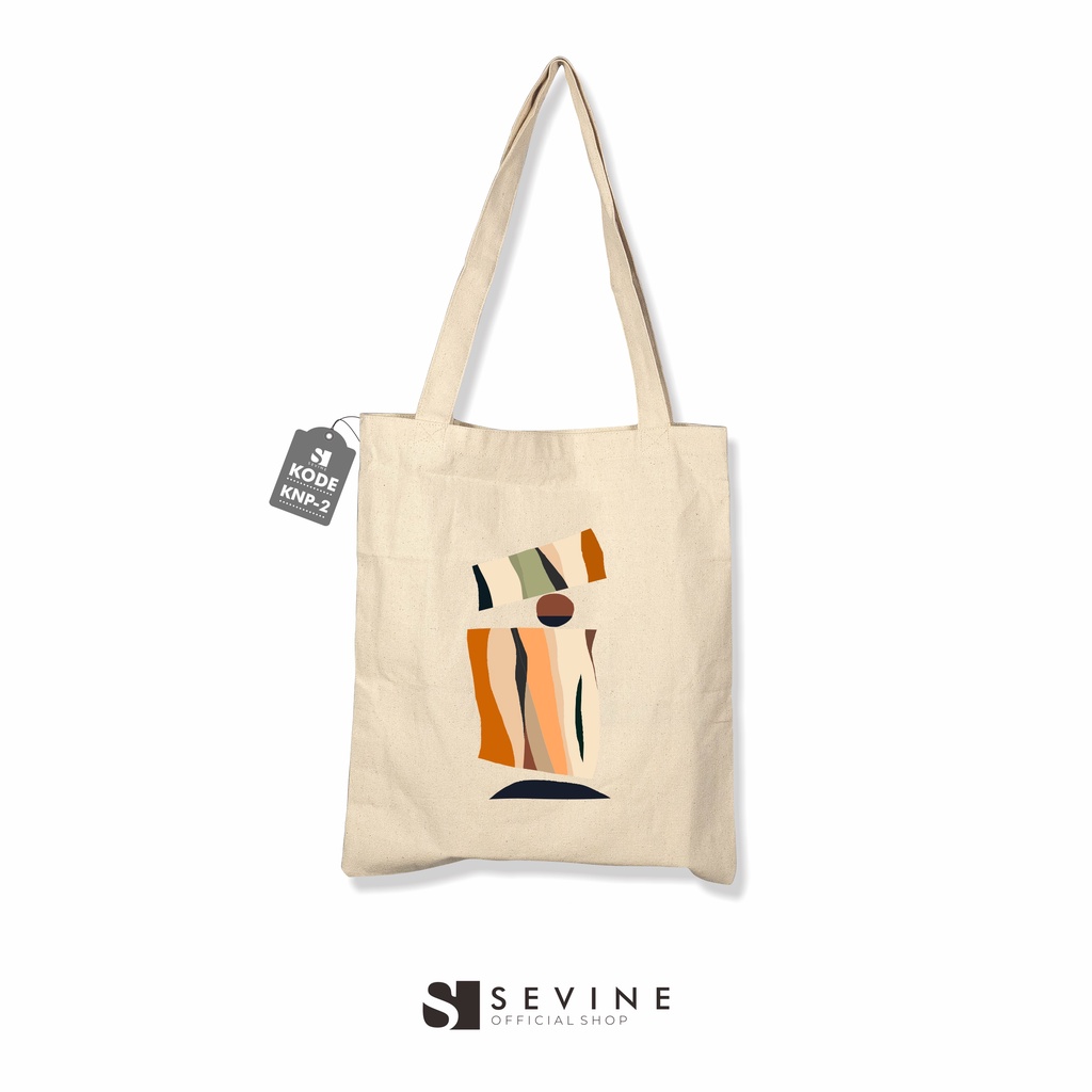 Sevine Tote Bag Kanvas Tas Fashion Totebag Wanita DTF Printing Nordic Aesthetic Series - KNP2