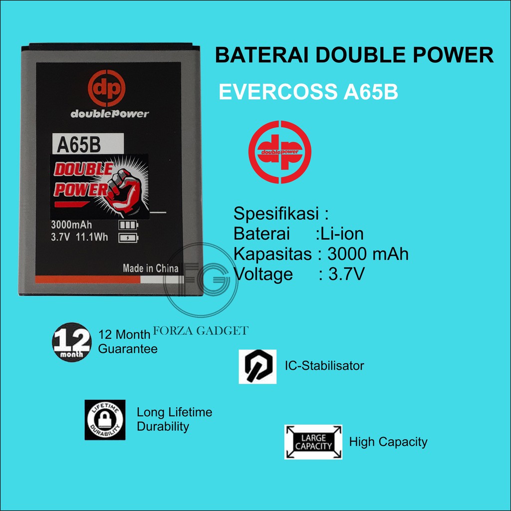 Double Power Baterai Evercoss A65B WINNER X3 3000mAh